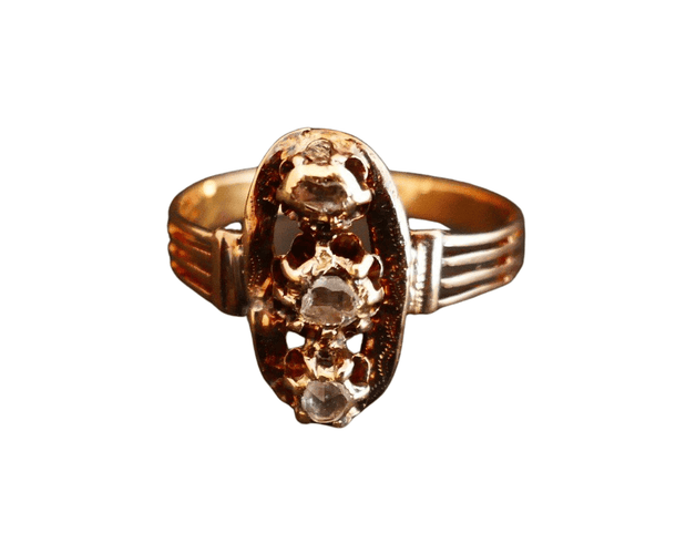 Bague 58 Bague Ancienne sertie de Diamants, Or Rose 58 Facettes