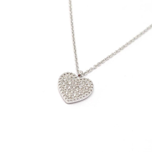 Collana Collana cuore pavé di diamanti in oro bianco 18 carati 58 Facettes