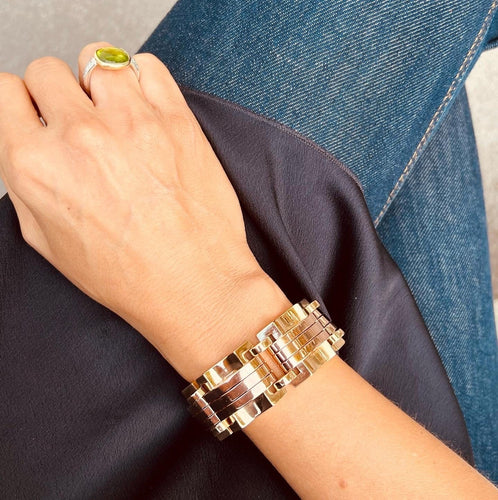 Bracelet Bracelet Tank années 1940-1950 en or jaune et rose 58 Facettes 1