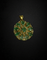 Pendentif Pendentif rond en or 18 carats, émeraude et diamants naturels 58 Facettes