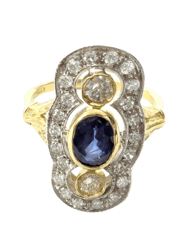 Bague Anello in oro giallo e bianco con zaffiro e diamanti 58 Facettes