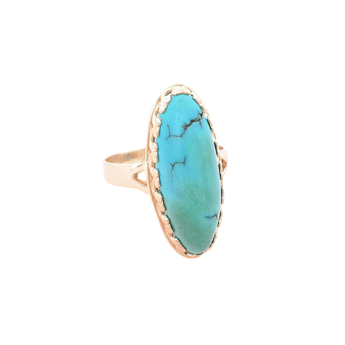 Bague 55.5 Bague Marquise cabochon de turquoise 58 Facettes AA 1669