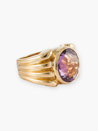 Sormus 55 Fred - Sormus, jossa on pyöreä ametisti 18 karaatin keltakullassa 58 Facettes 1409-21