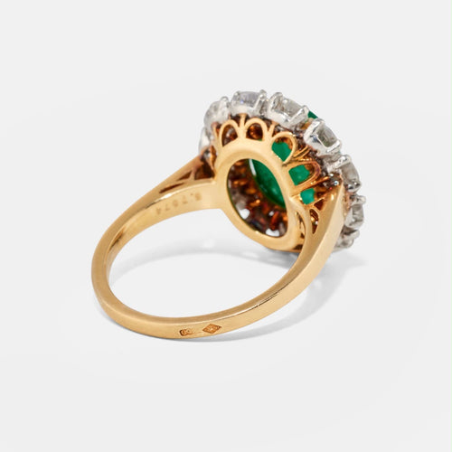 VAN CLEEF & ARPELS - Prsten ze žlutého zlata, Platina, smaragd a diamanty 