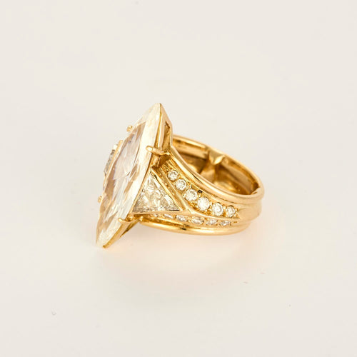 Bague 49 Bague or jaune diamant marquise 4.48 carats et petits diamants 58 Facettes DV31430-3