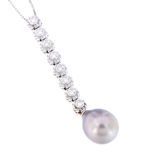 Collier Collier - Pendentif perle de Tahiti et diamants en or blanc 18 ct 58 Facettes 17800