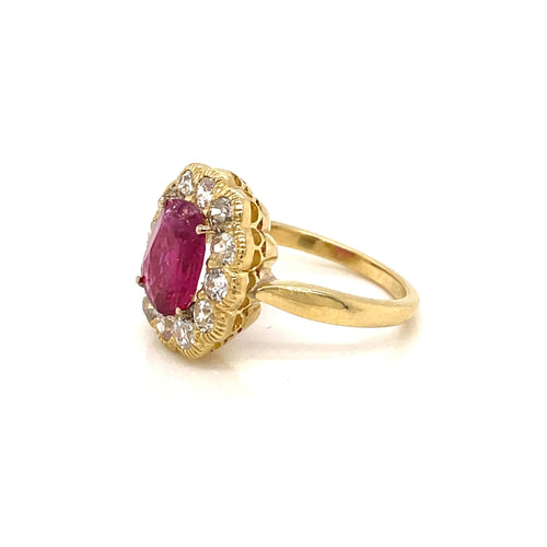 Bague 56 Bague cluster en or rose 18 carats rubis et diamants 58 Facettes