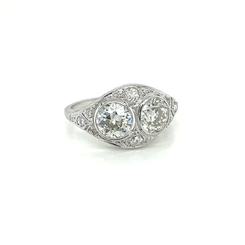 Bague 56 Bague Art déco en or blanc 18 carats et diamants 2,45 ct 58 Facettes