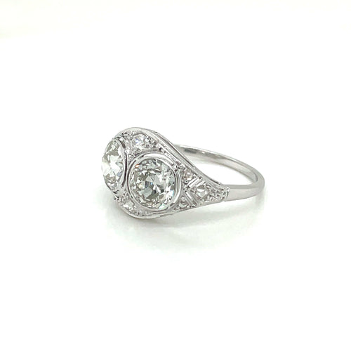 Bague 56 Bague Art déco en or blanc 18 carats et diamants 2,45 ct 58 Facettes