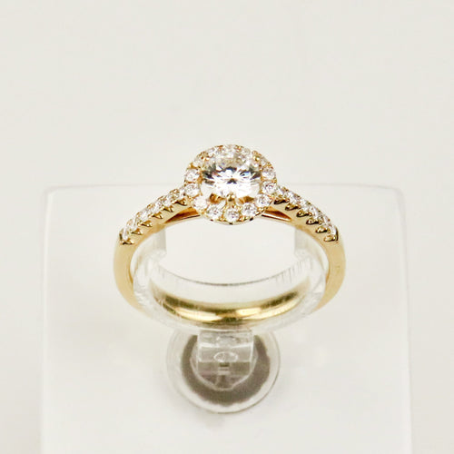 Ring 52.5 18-carat yellow gold halo ring with diamonds 58 Facettes 2952