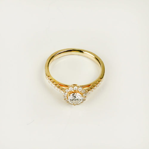 Ring 52.5 18-carat yellow gold halo ring with brilliant diamonds 58 Facettes 2952