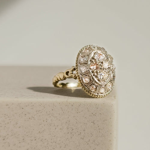 Ring 55 Art Deco - Ring mit Altschliffdiamanten aus 14 Karat Gelbgold 58 Facettes 2641