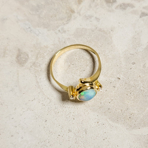 Anello 53 Anello in oro 18 carati con opale nero e diamanti 58 Facettes 2899