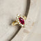 Ring 52 18-carat gold halo ring with rubies and diamonds 58 Facettes 2838