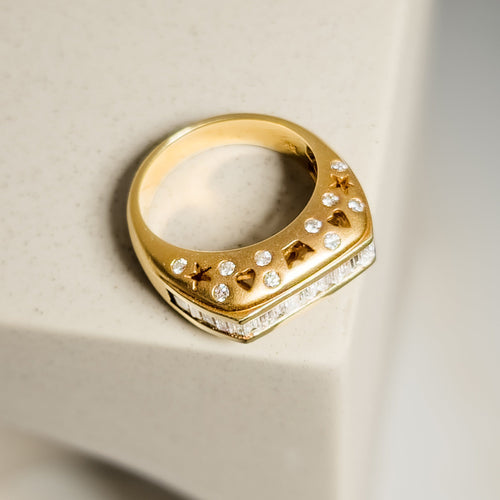 Inel 55 Inel din aur galben 750 cu diamante baguette și briliante 58 Facettes 2668