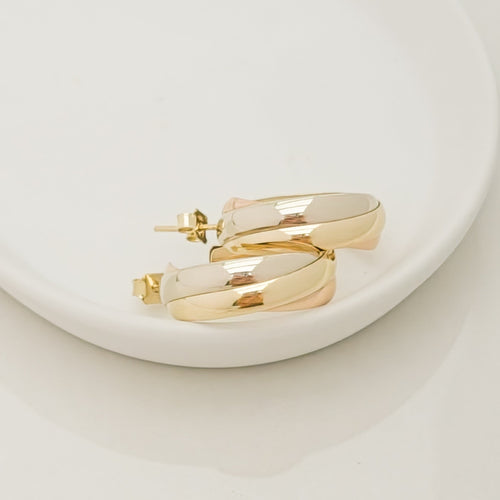 Tricolor hoop earrings in 14-carat gold 58 Facettes 3149