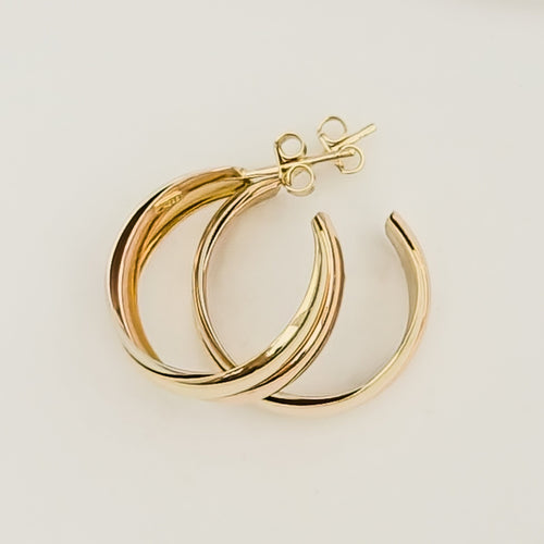 Tricolor hoop earrings in 14-carat gold 58 Facettes 3149