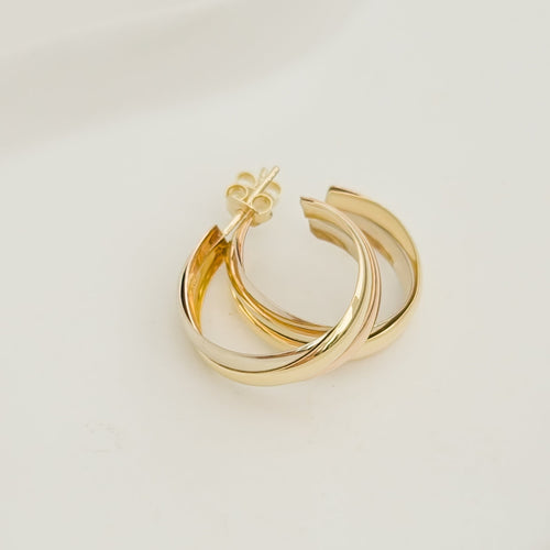 Tricolor hoop earrings in 14-carat gold 58 Facettes 3149