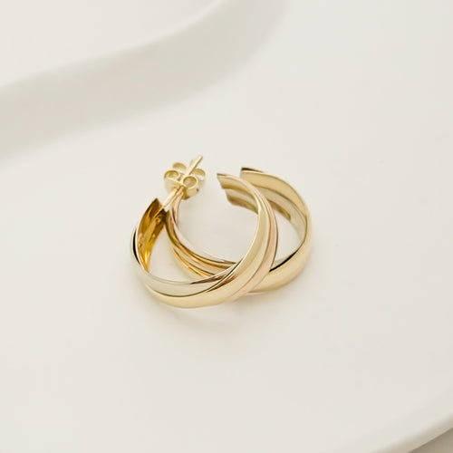 Tricolor hoop earrings in 14-carat gold 58 Facettes 3149