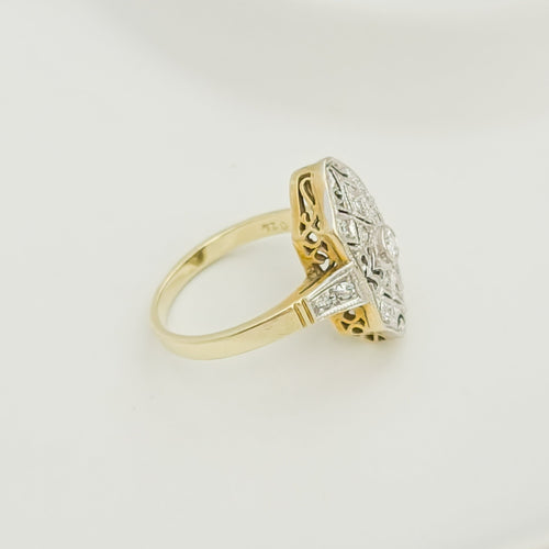 Inel 54 Inel Art Deco din aur galben 14K și diamante 58 Facettes 3143