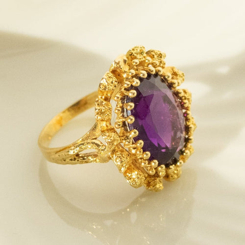 Ring 53.5 Amethyst ring in 14-carat yellow gold 58 Facettes