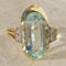 Bague 54 Bague Art déco en or jaune 14 carats avec aquamarine et diamants 58 Facettes