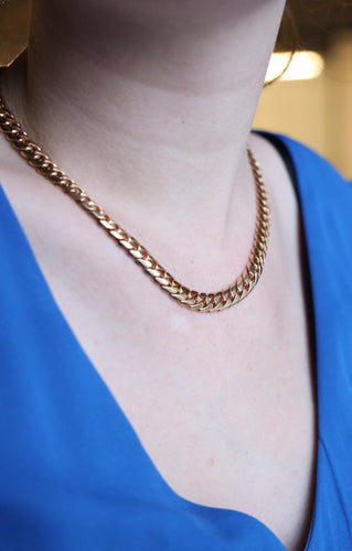 Collier Collier chaîne maille gourmette plate en or rose 18 carats 58 Facettes 2024757CN