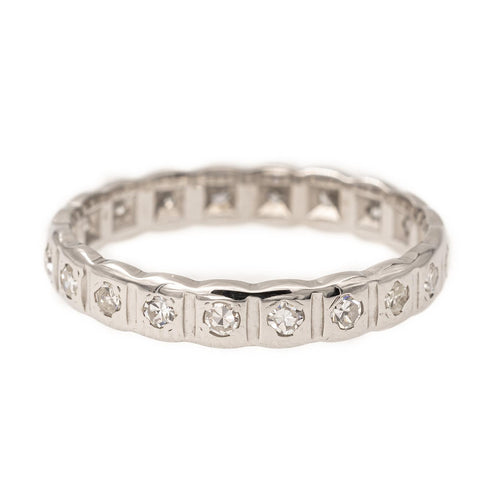 Bague 52 Alliance - Bague en or blanc 18 carats et diamants 58 Facettes 2024998CN