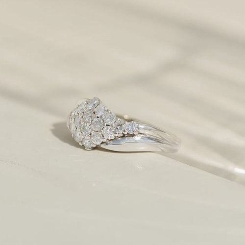 Prsten 54 Vintage crossover prsten od belog zlata 14 karata i dijamanata 58 Facettes