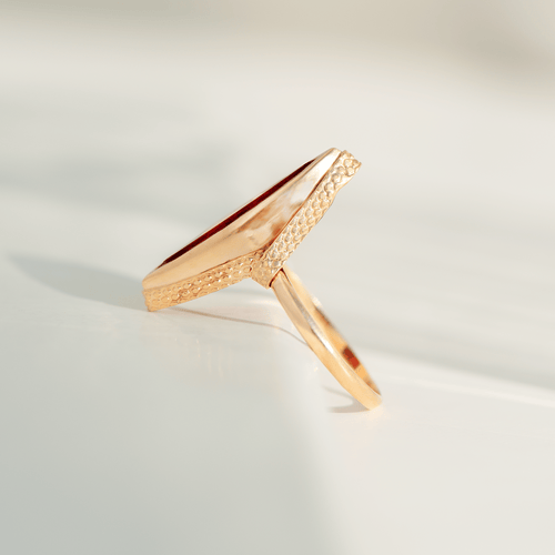 Pierścionek 52 Pierścionek navette vintage z żółtego złota 18 karatów z syntetycznym rubinem 58 Facettes