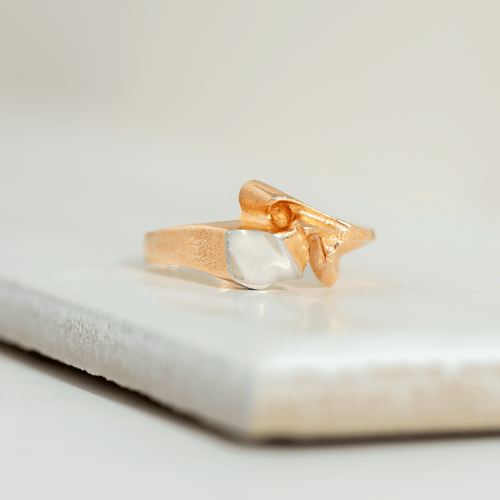 Inel 56 Lapponia Jewelry - Inel vintage sculptural din aur galben de 14 ct și Platină 58 Facettes