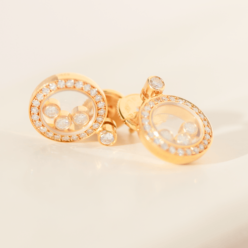 Earrings Chopard Happy Diamonds - 18-carat yellow gold and diamond earrings 58 Facettes 3290