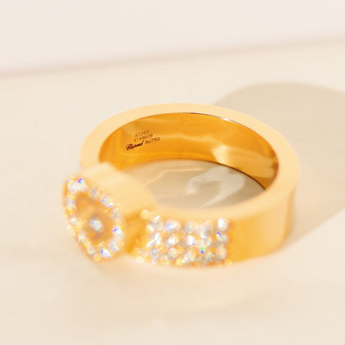 戒指 60.5 Chopard Happy Diamonds - 18K黄金戒指，镶嵌0.74克拉钻石 58 Facettes 3287