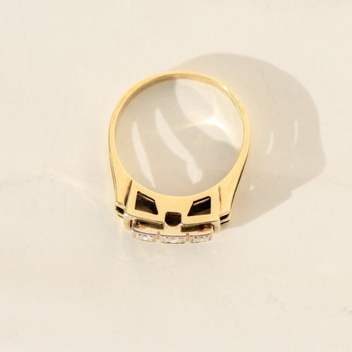 Ring 59 Vintage ring i 14 karat gult guld med tre diamanter 58 Facettes