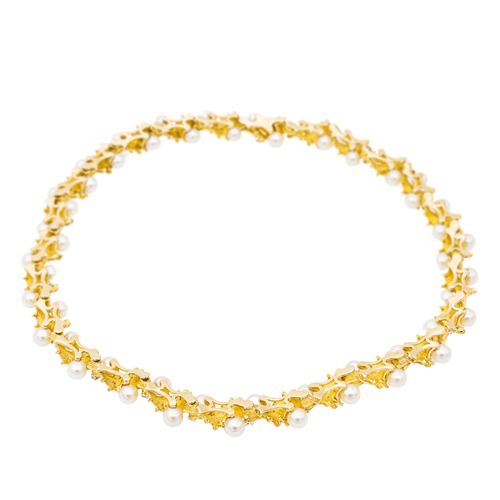 Collier Collier en or jaune 18 carats avec perles et diamants 58 Facettes 2041065CN