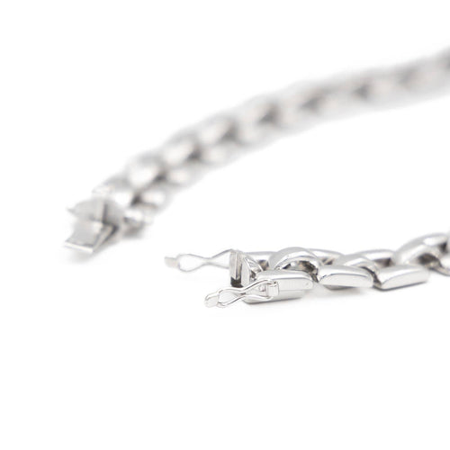 Collier Collier Art déco maille grain de riz en or blanc et diamants 58 Facettes 2052872CN