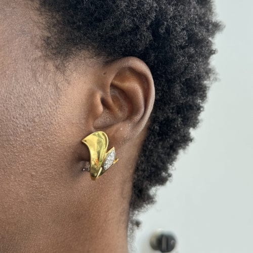 Boucles d'oreilles Damiani - Boucles d’oreilles clous en or jaune et diamants 58 Facettes 20545