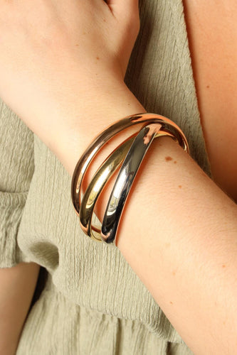 Bracelet Bracelet trilogie en or blanc, or jaune et or rose 18 carats 58 Facettes 2058147CN