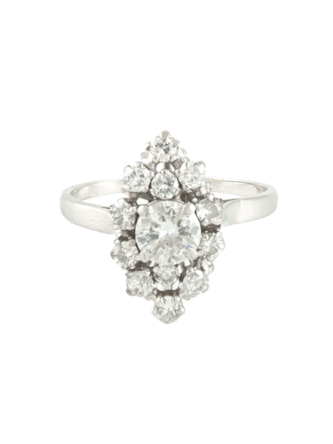 Anillo 56 Anillo Marquesa - Anillo en oro blanco de 18k y diamantes 58 Facettes 150015