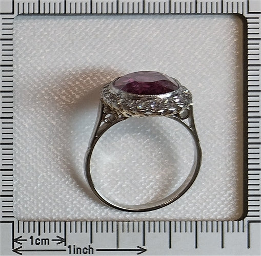 Bague 61 Bague de fiançailles vintage en or 18K bicolore, rubellite 7,09 ct et diamants 58 Facettes 21081-0285