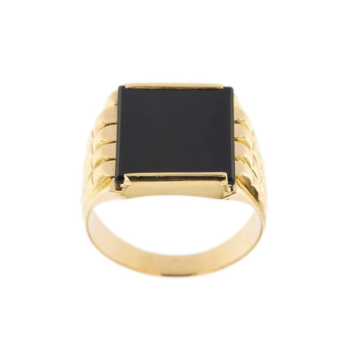 Bague Bague homme en or jaune 18 carats avec onyx rectangulaire 58 Facettes 21287
