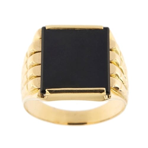 Bague Bague homme en or jaune 18 carats avec onyx rectangulaire 58 Facettes 21287