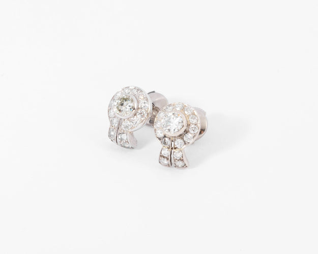 Boucles d'oreilles Boucles d'oreilles rondes en platine et or gris 18k, diamants 58 Facettes 1