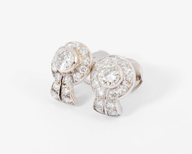 Boucles d'oreilles Boucles d'oreilles rondes en platine et or gris 18k, diamants 58 Facettes 1