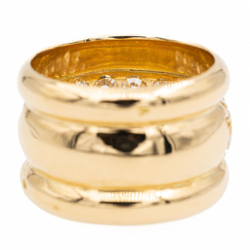 Bague 53 Bague bandeau en or jaune 18 carats sertie de diamants 58 Facettes 2201583CN