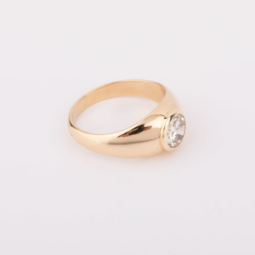 Bague 57 Bague solitaire en or jaune 18k et diamant 1,10 ct 58 Facettes 1