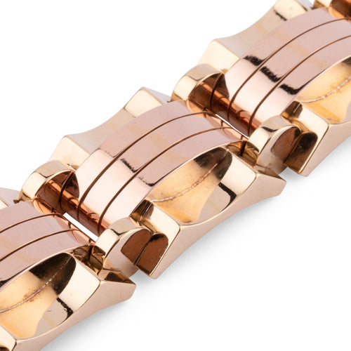 Bracelet Bracelet Tank années 1940-1950 en or jaune et rose 58 Facettes 1