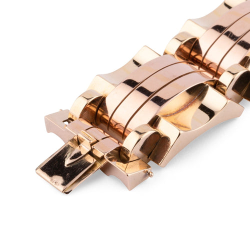 Bracelet Bracelet Tank années 1940-1950 en or jaune et rose 58 Facettes 1