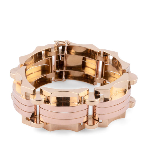 Bracelet Bracelet Tank années 1940-1950 en or jaune et rose 58 Facettes 1