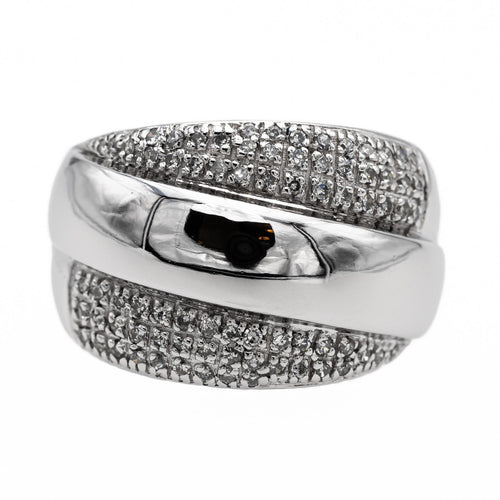 Bague 56 Bague bandeau en or blanc 18 carats sertie de diamants 58 Facettes 2217819CN